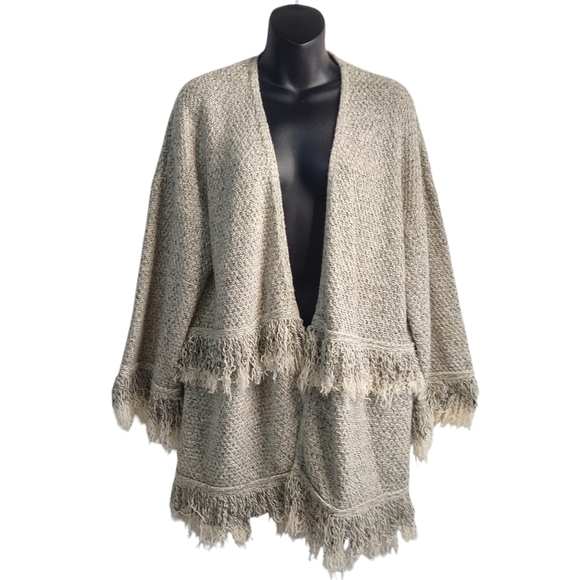 Mud Pie Sweaters - Mud Pie Women's Open Front Fringed Sweater Cardigan Size S/M